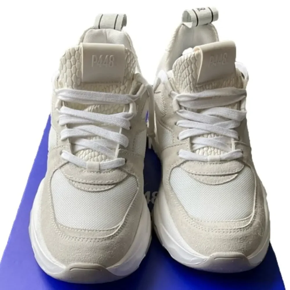 P448 Women's Bambi Sneakers in White Size 7 EUR 37 NEW NIB